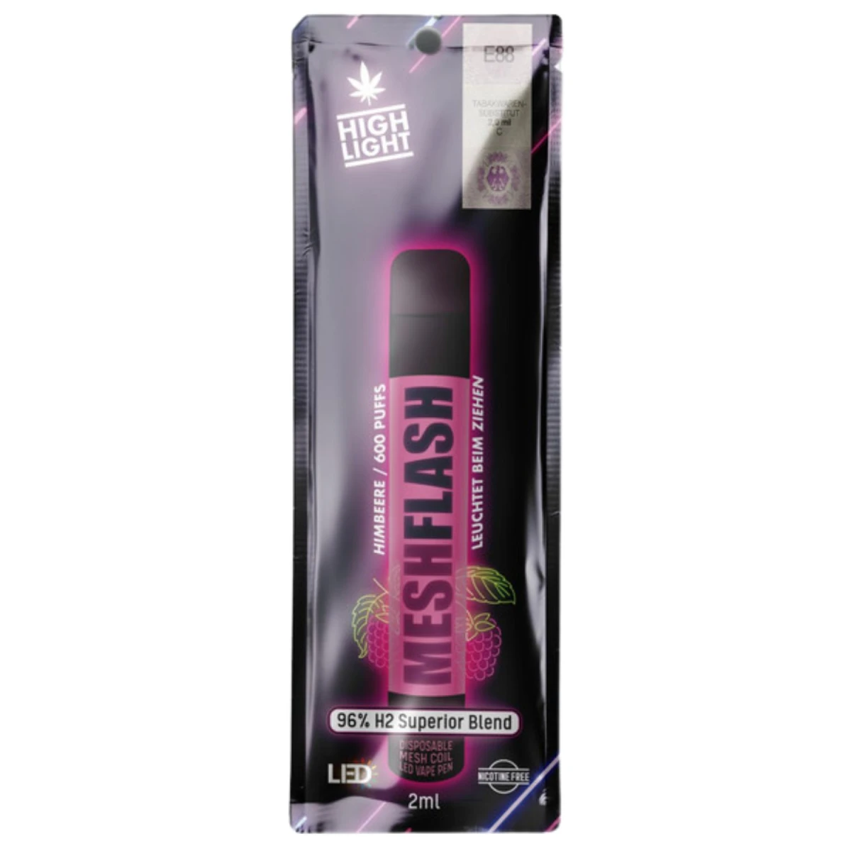Meshflash H2 96% Einweg Vapes 2ml - Himbeere