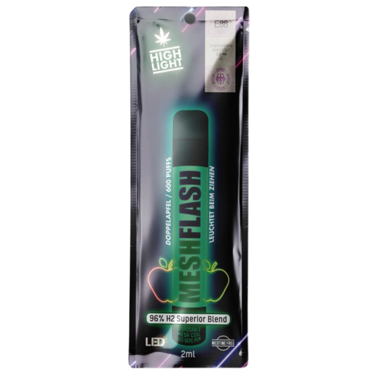 Meshflash H2 96% Einweg Vapes 2ml - Doppelapfel